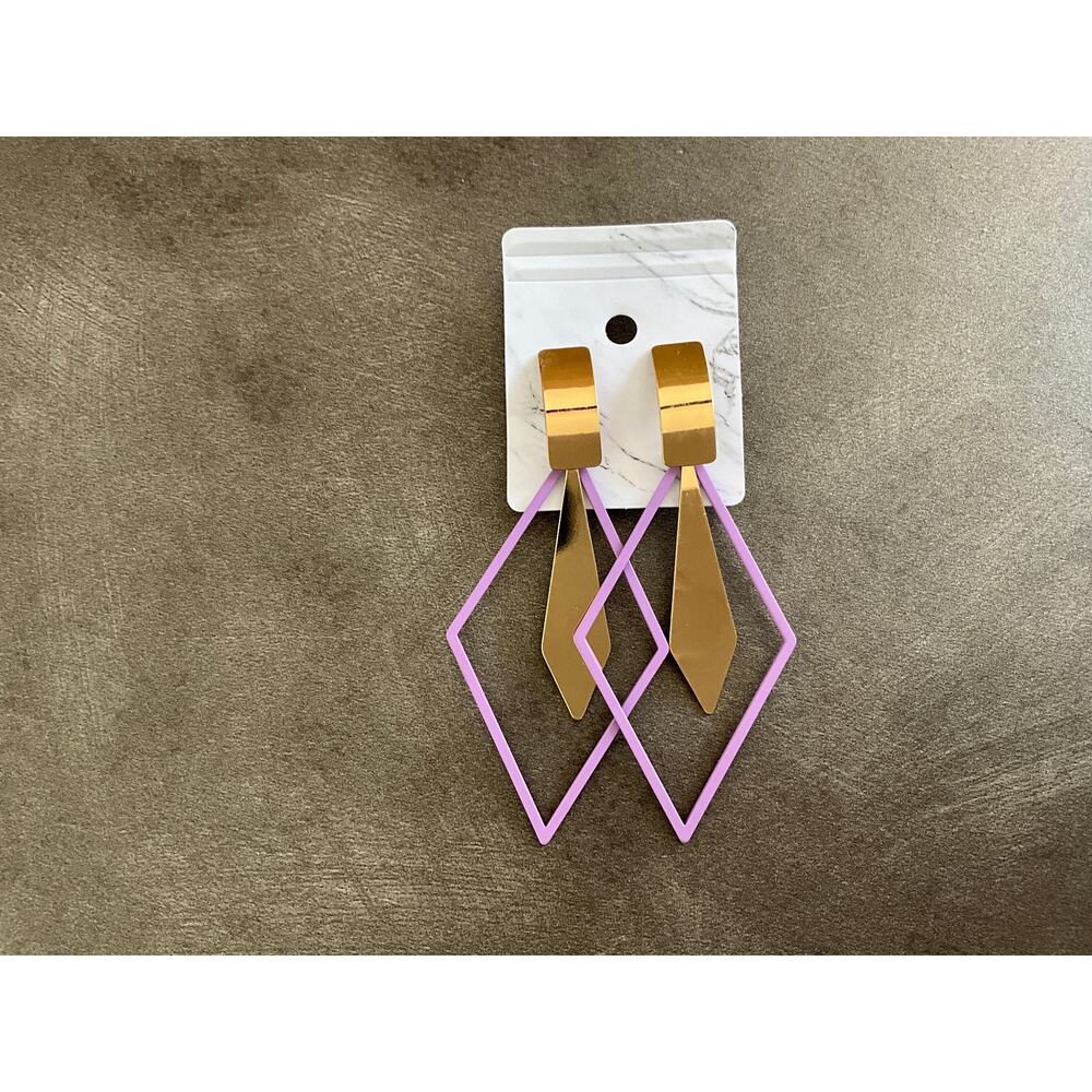 Matte Color Coated Diamond‎ Hoop Drop Earrings